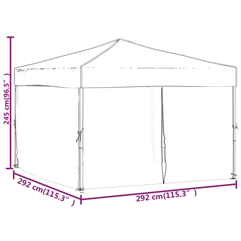 vidaXL Składany namiot imprezowy ze ściankami, kremowy, 3x3 m