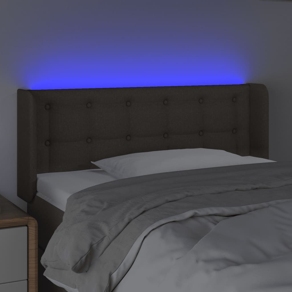 vidaXL Zagłówek do łóżka z LED, taupe, 83x16x78/88 cm, tkanina