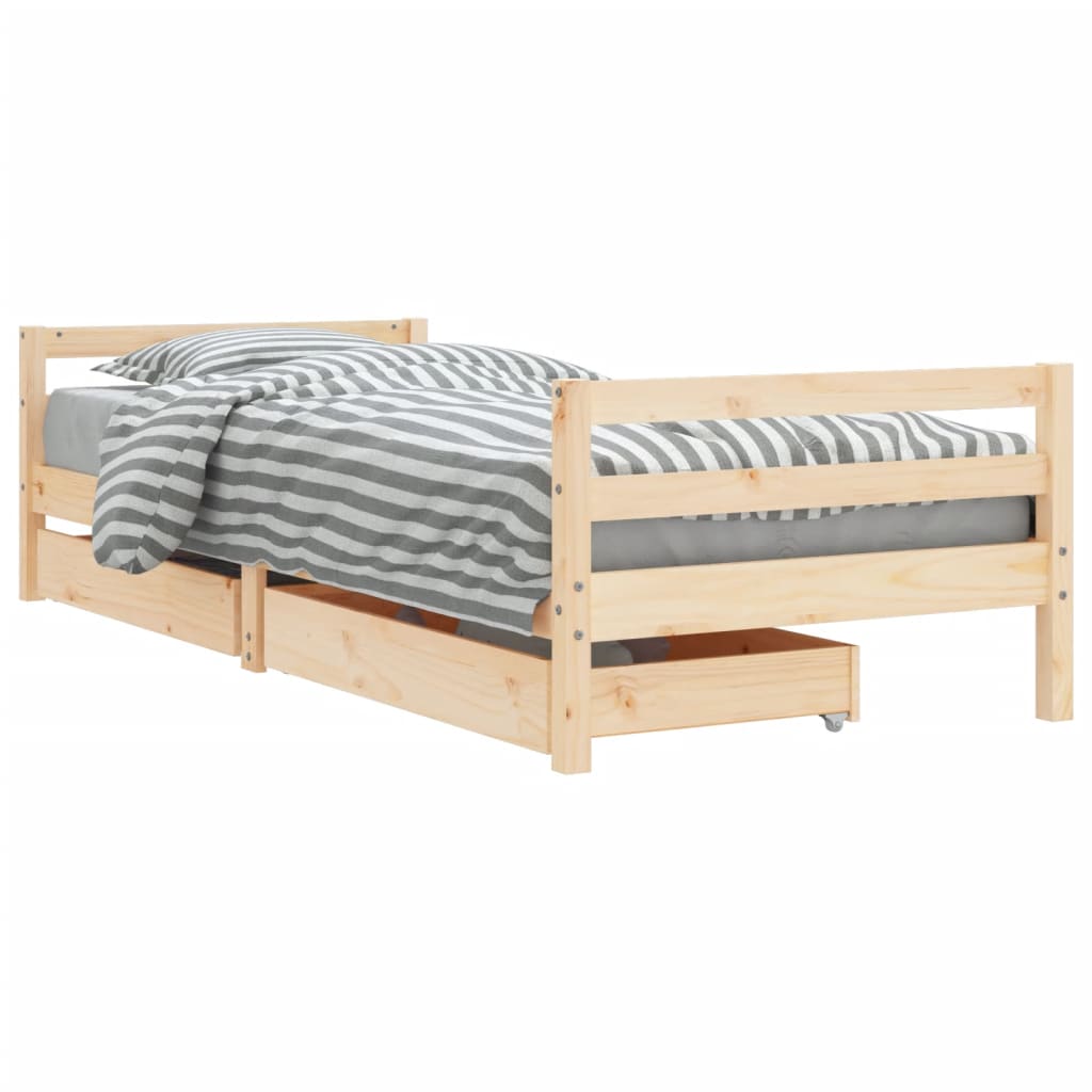 vidaXL Rama łóżka dziecięcego z szufladami, 80x200 cm, sosnowa