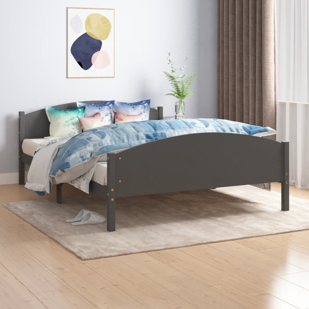 vidaXL Rama łóżka, ciemnoszara, lite drewno sosnowe, 160 x 200 cm