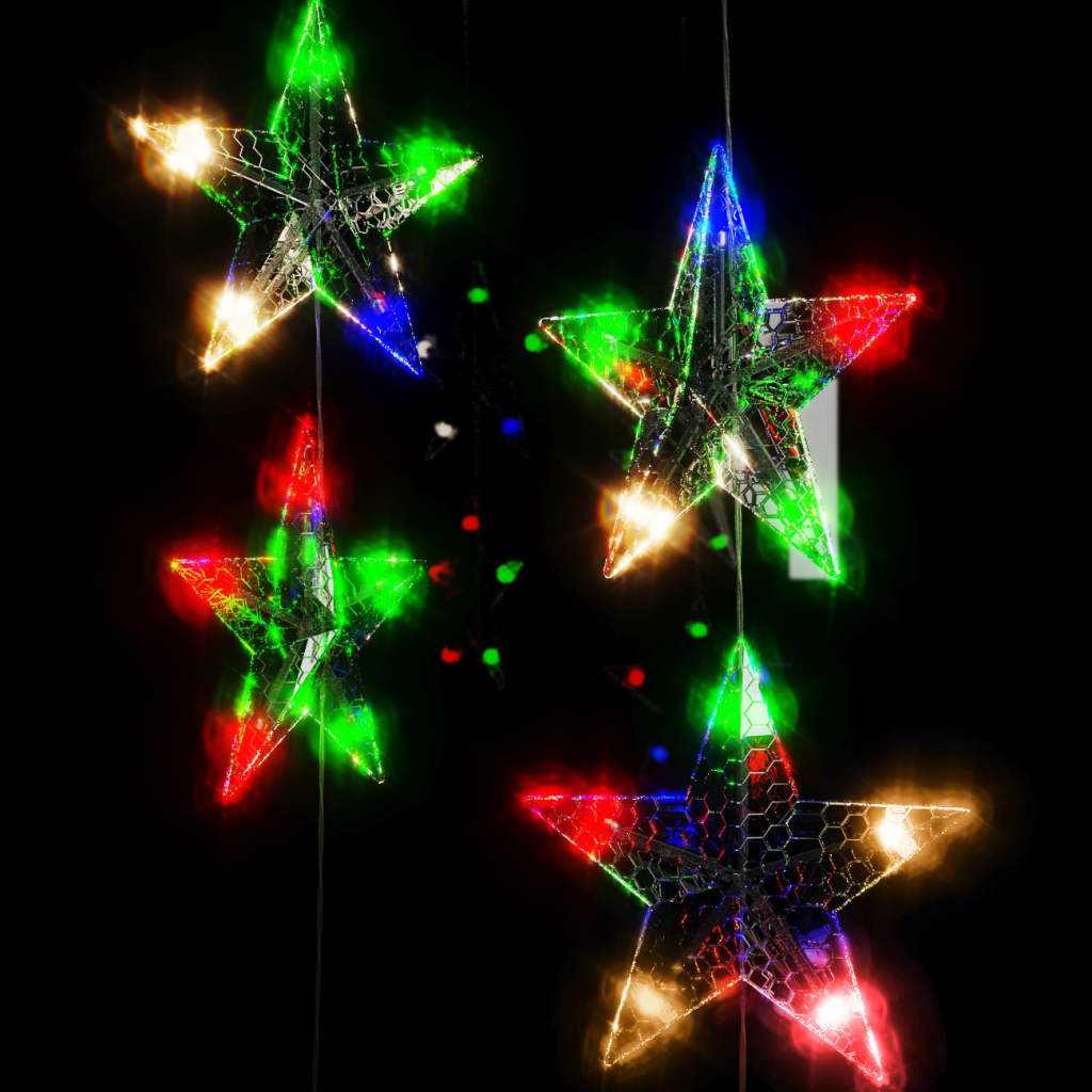vidaXL Zasłona świetlnych gwiazdek, 200 kolorowych diod LED, 8 funkcji