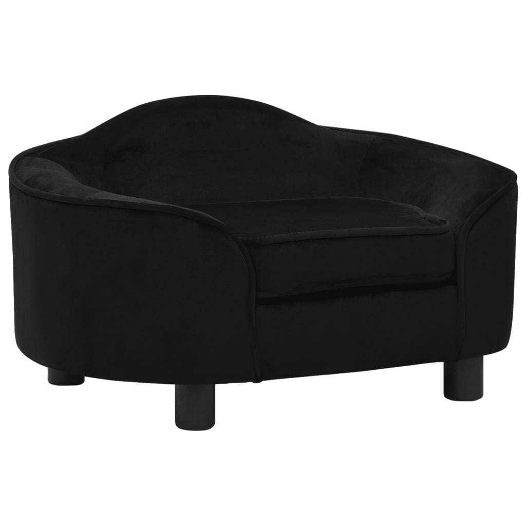 vidaXL Sofa dla psa, czarna, 67x47x36 cm, pluszowa