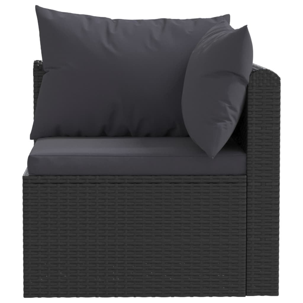 vidaXL 4-częściowa sofa ogrodowa, poduszki, rattan PE, czarna