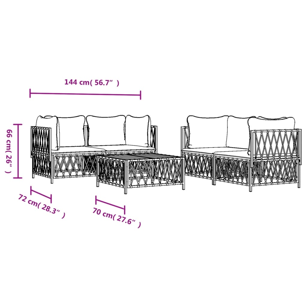 vidaXL 5-cz. zestaw wypoczynkowy do ogrodu, z poduszkami, antracytowy
