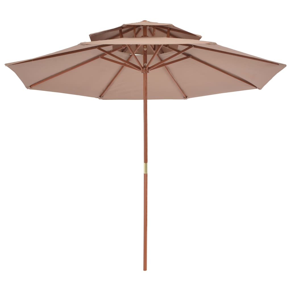 vidaXL Parasol ogrodowy z podwójnym daszkiem, 270 cm, taupe