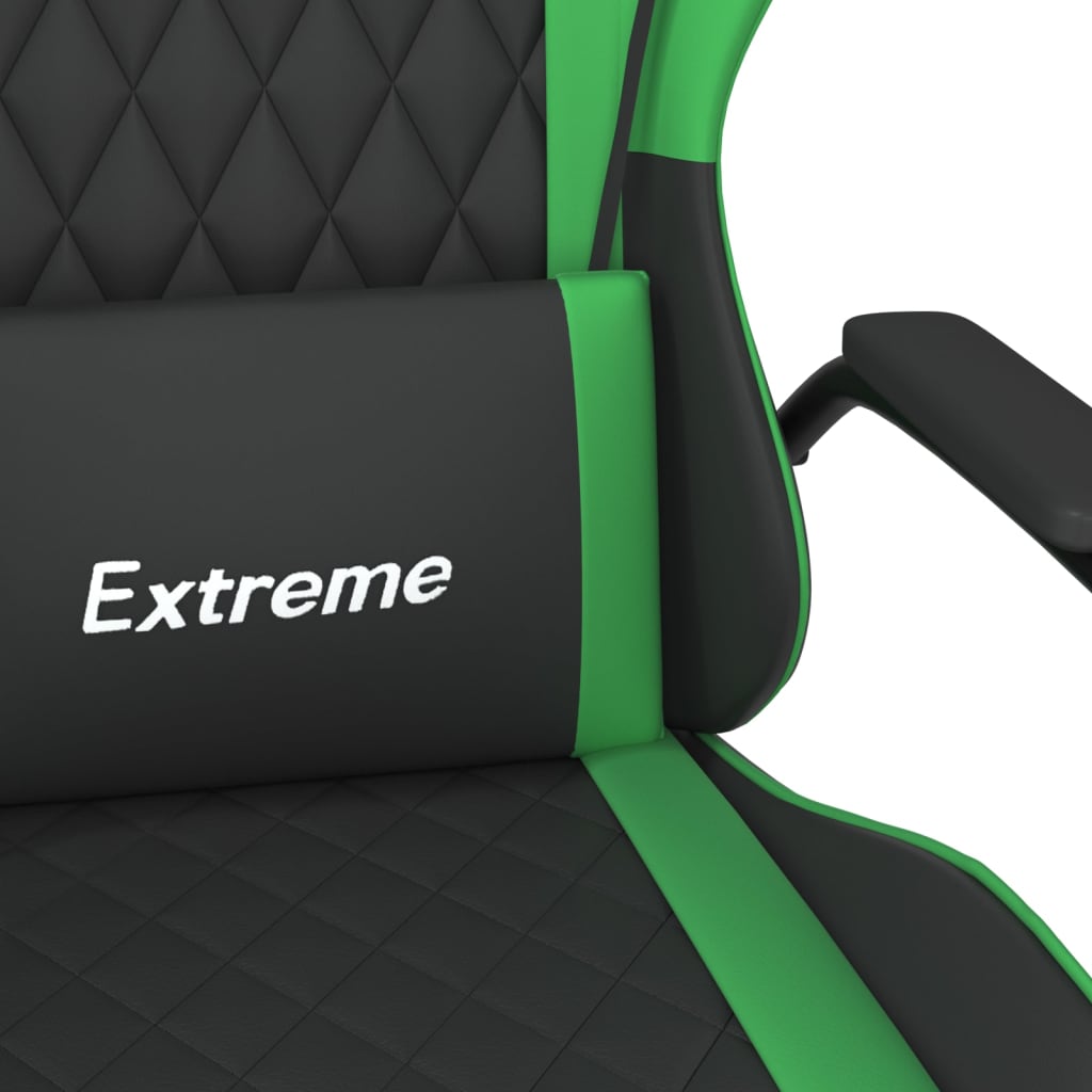 vidaXL Fotel gamingowy, czarno-zielony, sztuczna skóra