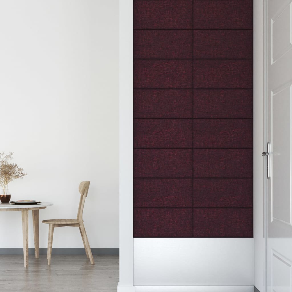 vidaXL Panele ścienne, 12 szt., fioletowe, 60x30 cm, tkanina, 2,16 m²