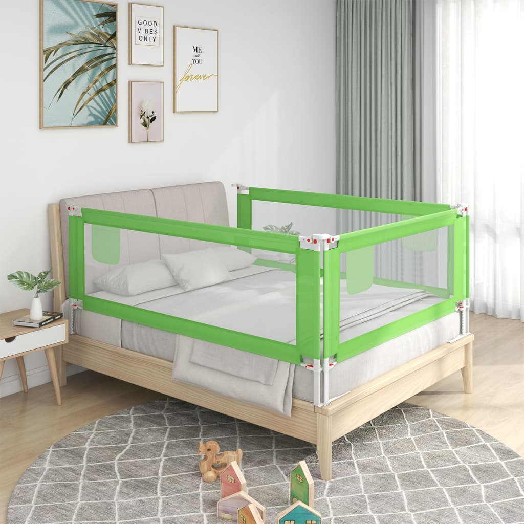 vidaXL Barierka do łóżeczka dziecięcego, zielona, 180x25 cm, tkanina