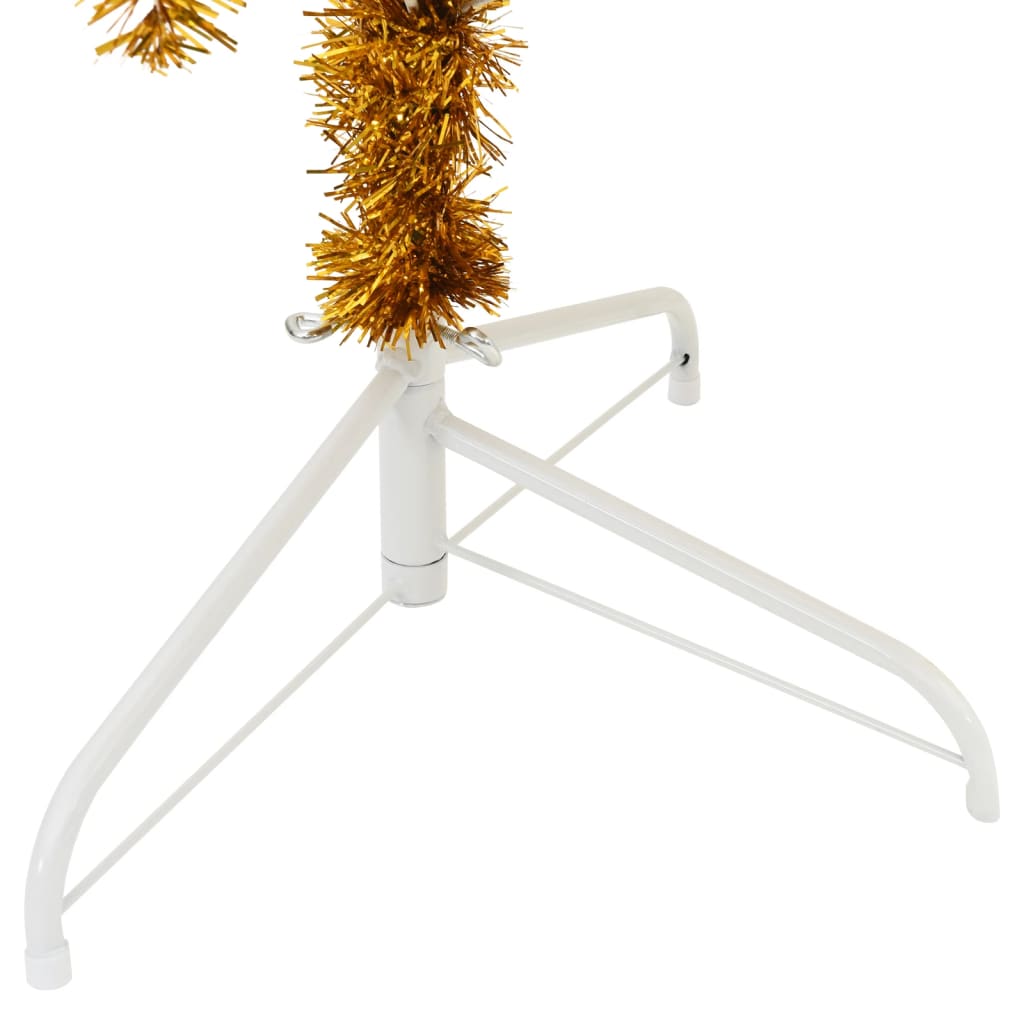 vidaXL Sztuczna choinka połówka ze stojakiem, złota, 240 cm, PET