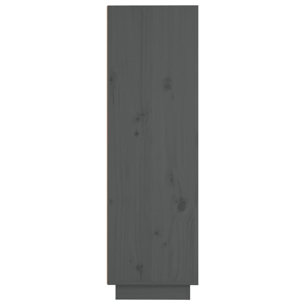 vidaXL Wysoka szafka, szara, 37x34x110 cm, lite drewno sosnowe