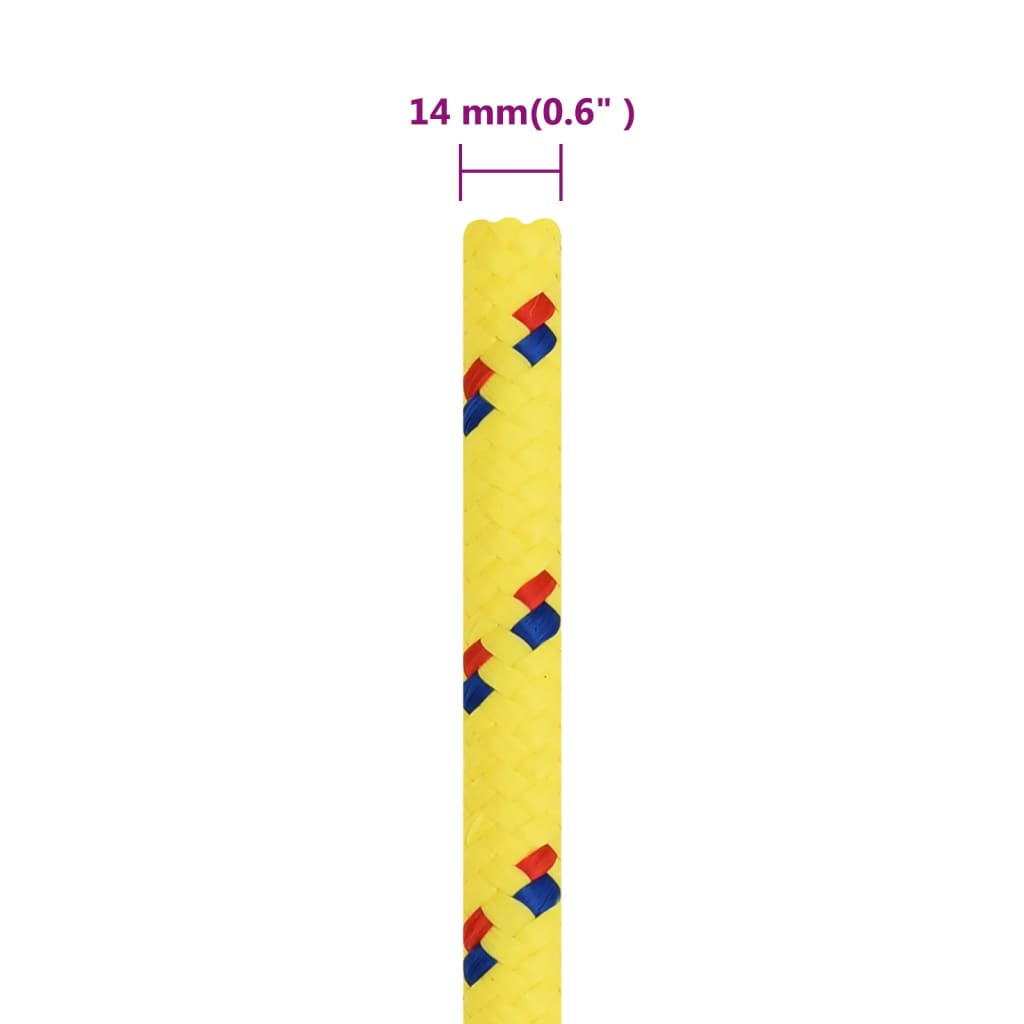 vidaXL Linka żeglarska, żółta, 14 mm, 250 m, polipropylen
