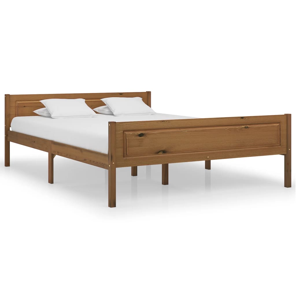 vidaXL Rama łóżka z litego drewna sosnowego, miodowy brąz, 140x200 cm