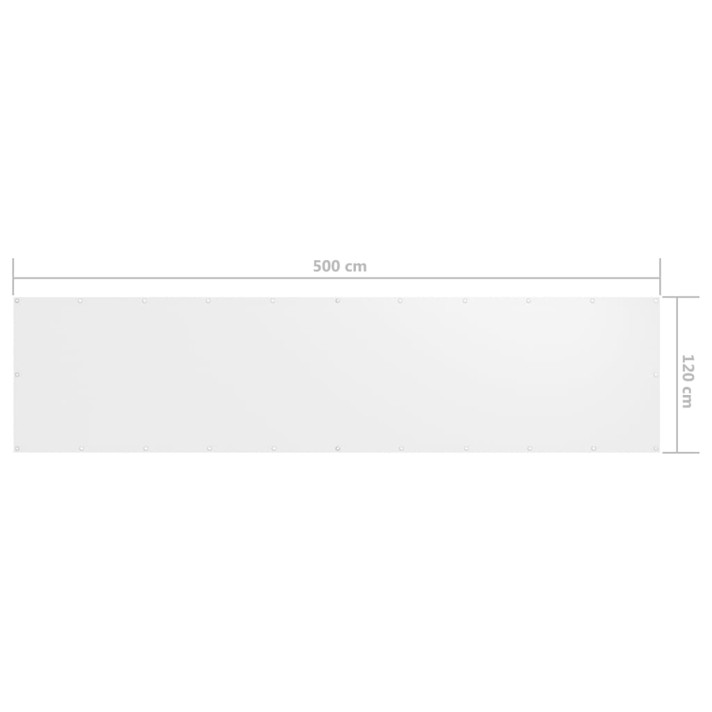 vidaXL Parawan balkonowy, biały, 120x500 cm, tkanina Oxford