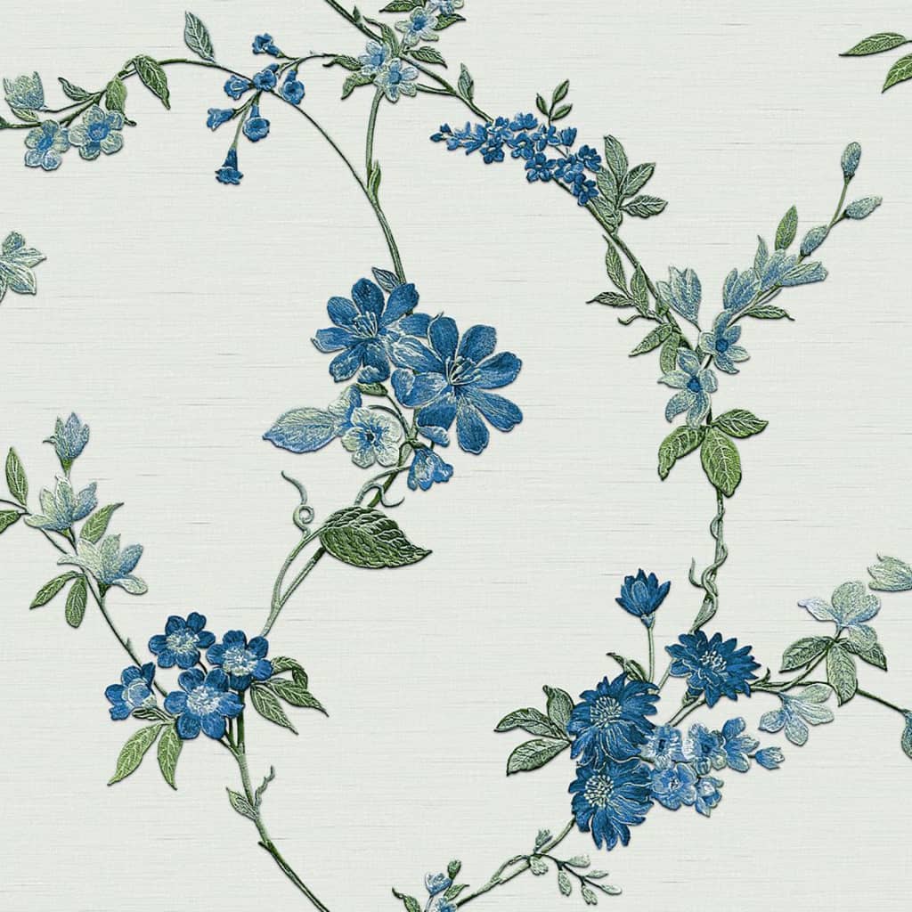 DUTCH WALLCOVERINGS Tapeta Flower, ciemnoniebiesko-brązowa