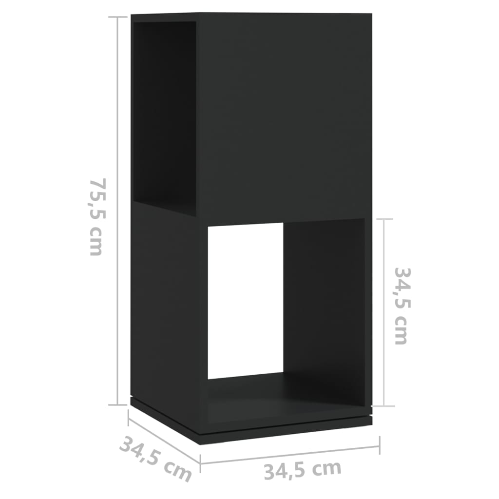 vidaXL Szafka obrotowa, czarna, 34,5x34,5x75,5 cm, płyta wiórowa
