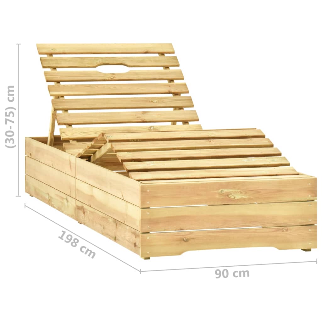 vidaXL Leżak z jasnozieloną poduszką, impregnowane drewno sosnowe