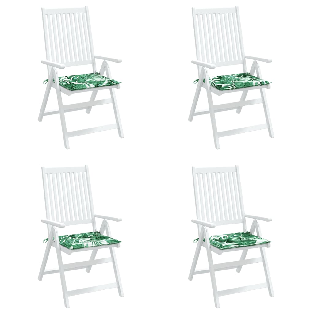 vidaXL Poduszki na krzesła, 4 szt., wzór w liście, 40x40x3 cm, tkanina