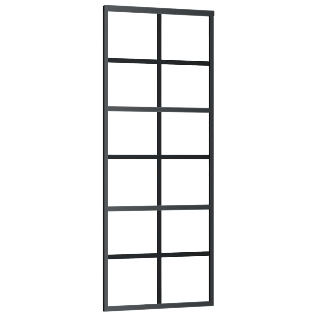 vidaXL Drzwi przesuwne, szkło ESG i aluminium, 76x205 cm, czarne