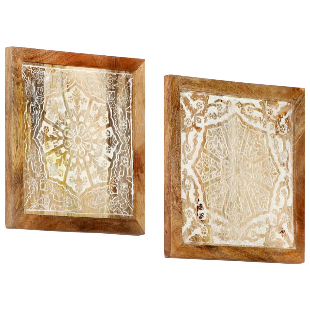 vidaXL Ręcznie rzeźbione panele ścienne, 2 szt., mango, 40x40x1,5 cm