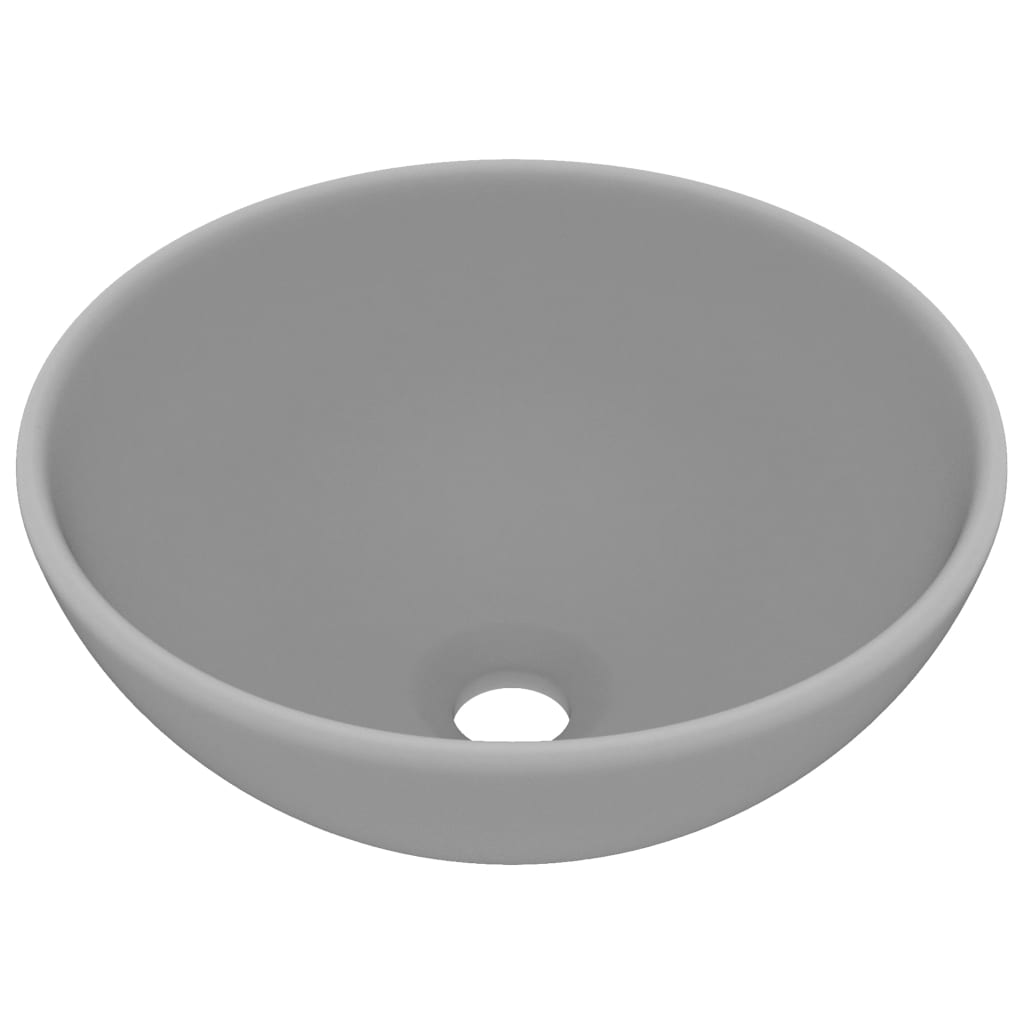 vidaXL Okrągła umywalka łazienkowa, matowa jasnoszara, 32,5 x 14 cm