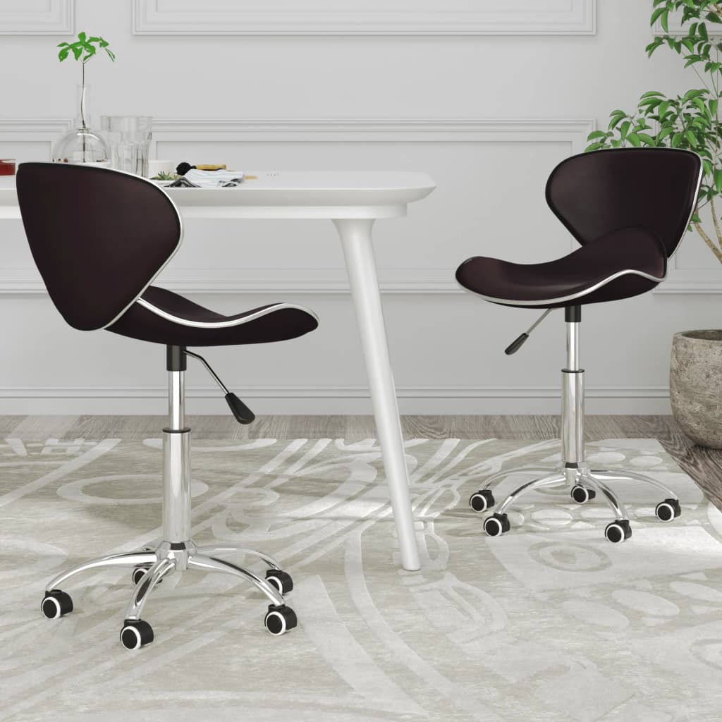 vidaXL Obrotowe krzesła stołowe, 2 szt., brązowe, obite sztuczną skórą