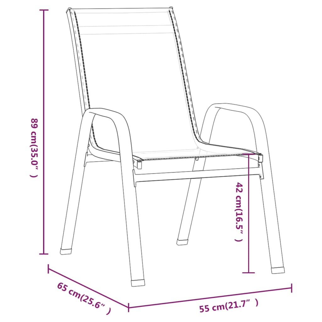 vidaXL Sztaplowane krzesła ogrodowe, 4 szt., brąz, tworzywo textilene