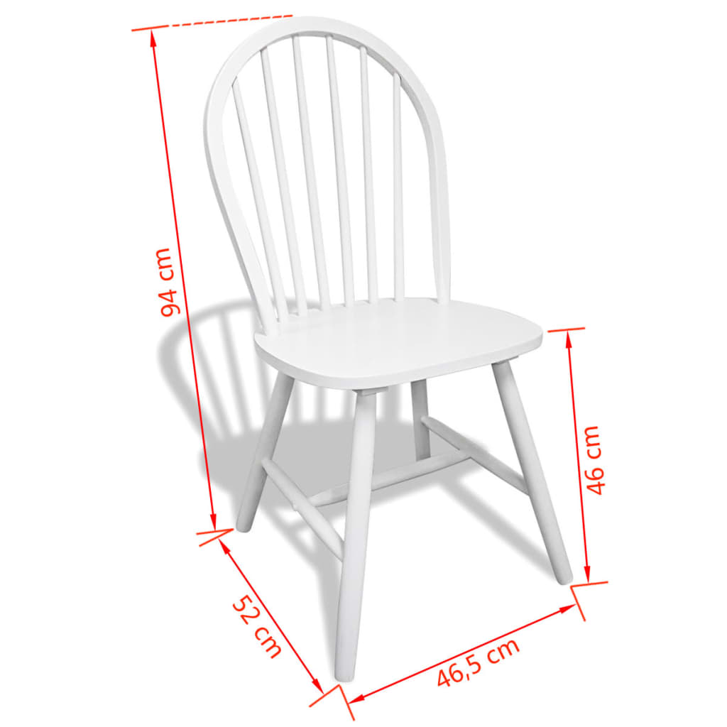 vidaXL Krzesła stołowe, 6 szt., białe, lite drewno kauczukowca
