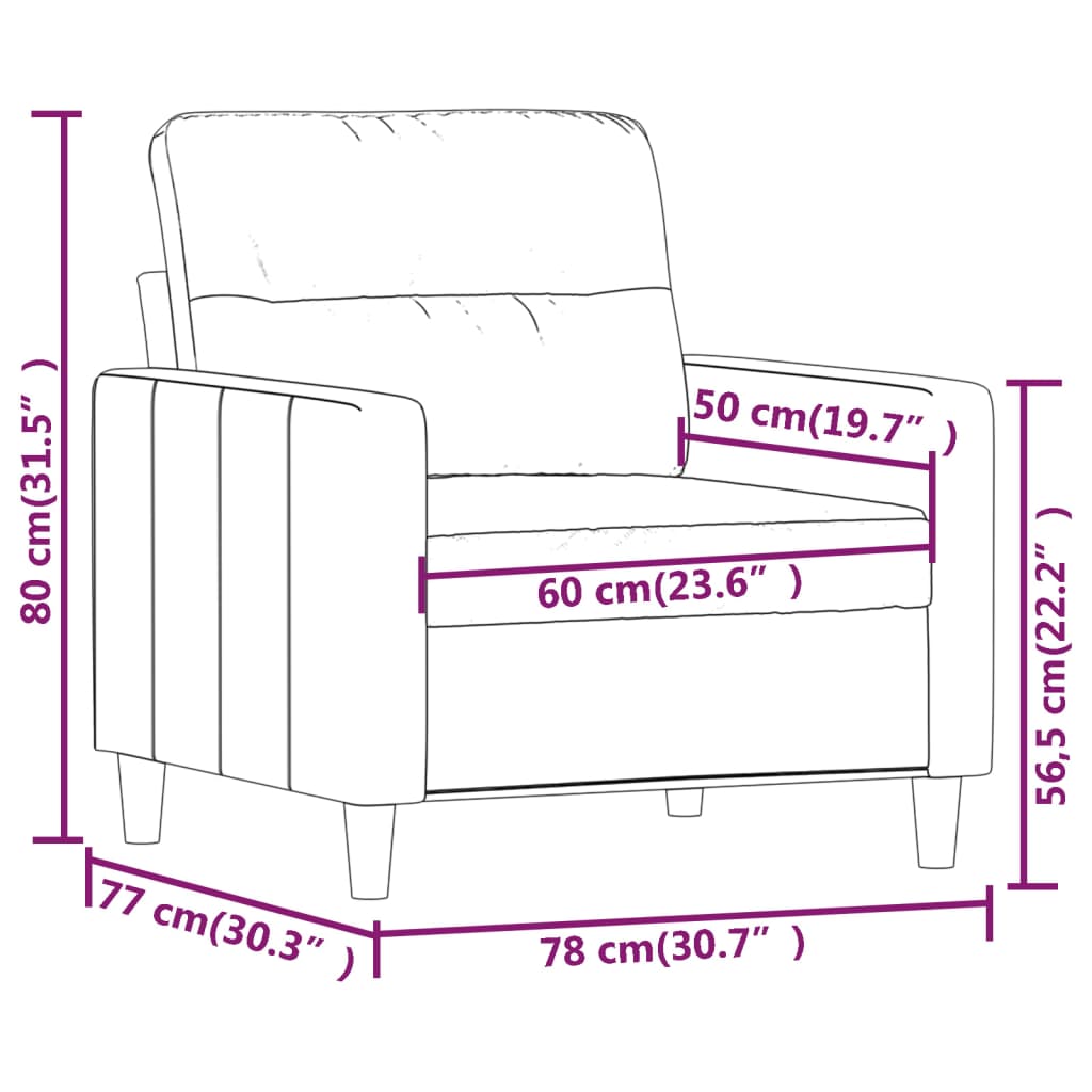 vidaXL Fotel, jasnoszary, 60 cm, obity tkaniną