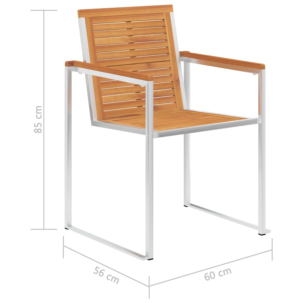 vidaXL Krzesła ogrodowe z poduszkami, 2 szt., drewno akacjowe i stal