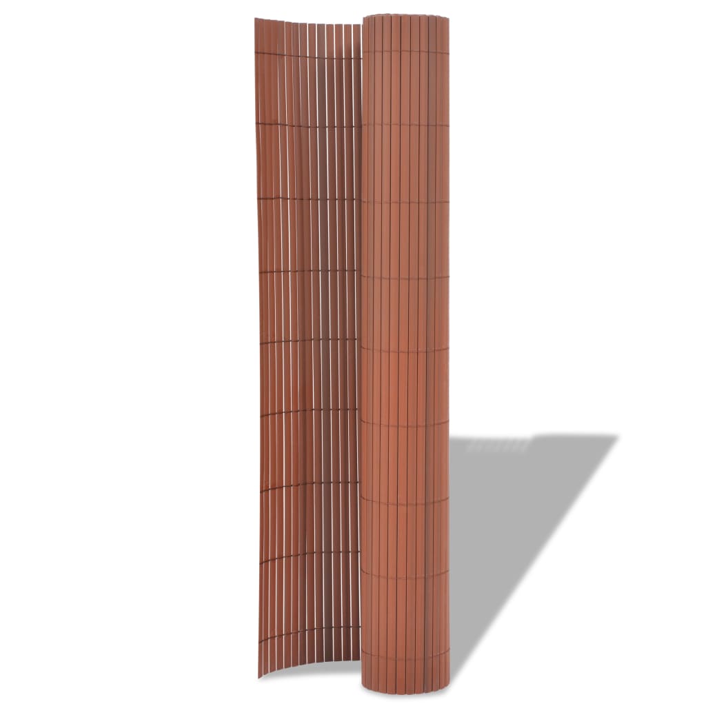 vidaXL Dwustronne ogrodzenie ogrodowe, PVC, 90x500 cm, brązowe