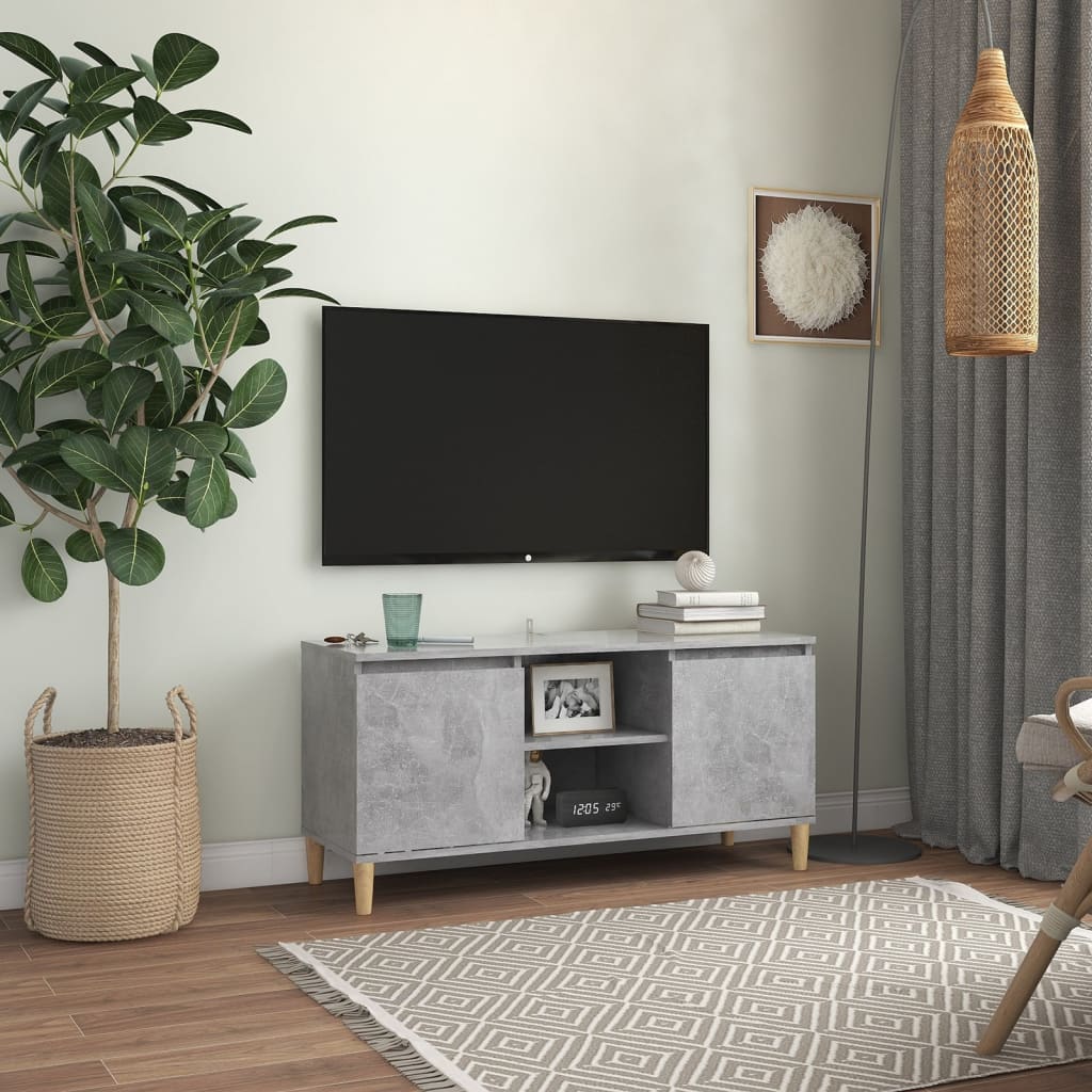 vidaXL Szafka TV z drewnianymi nóżkami, szarość betonu, 103,5x35x50 cm