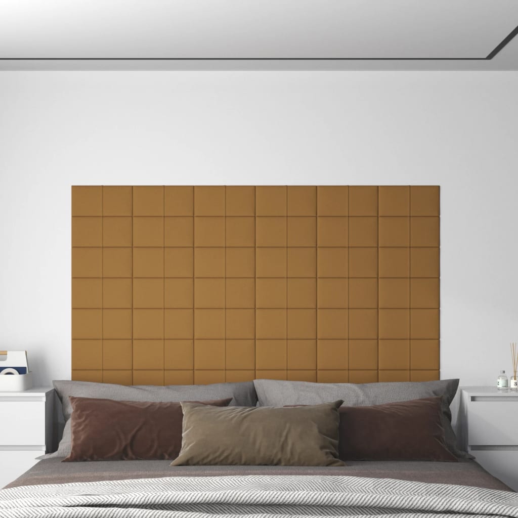 vidaXL Panele ścienne, 12 szt., brązowe, 30x15 cm, aksamit, 0,54 m²