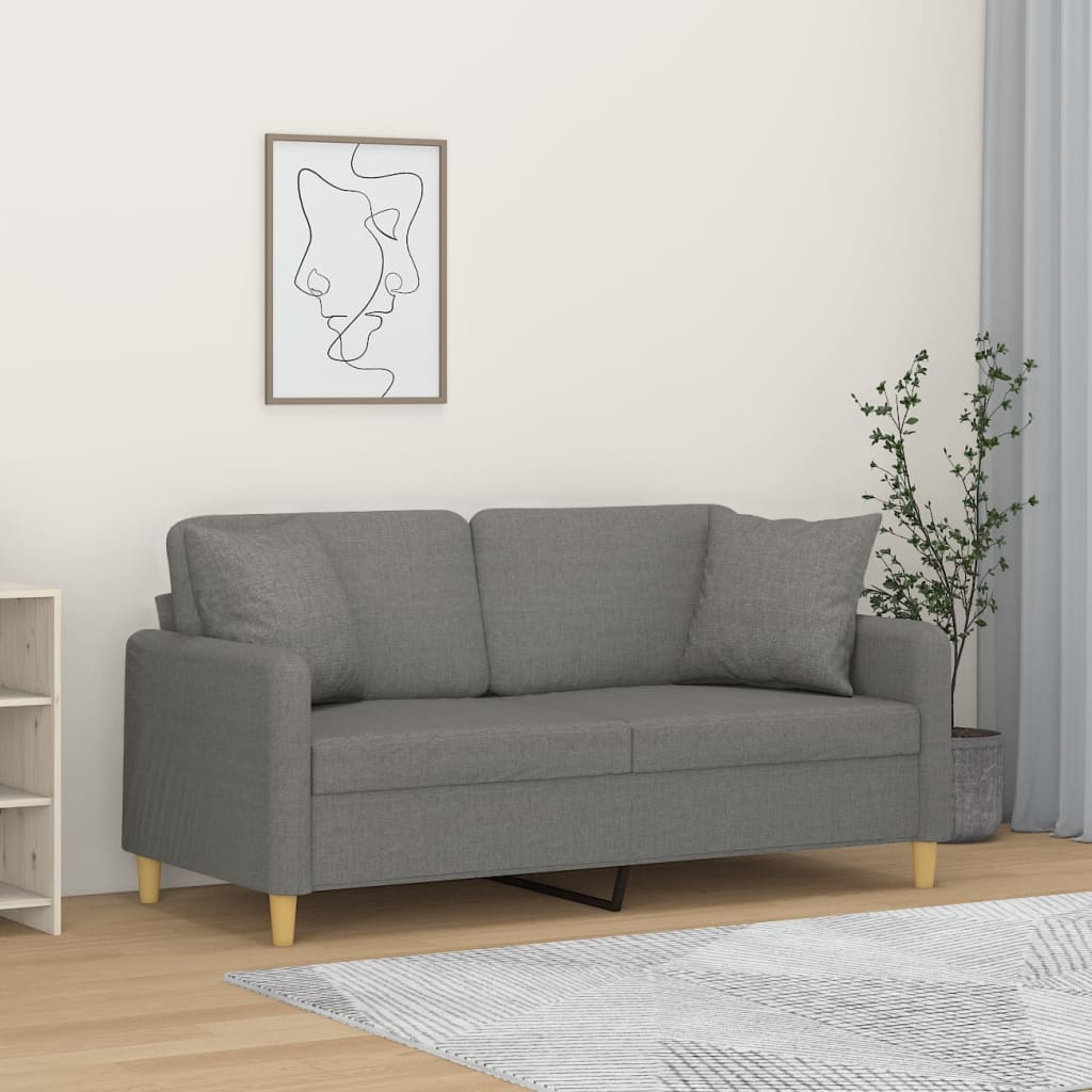 vidaXL 2-osobowa sofa wypoczynkowa z poduszkami, ciemnoszara, 140 cm