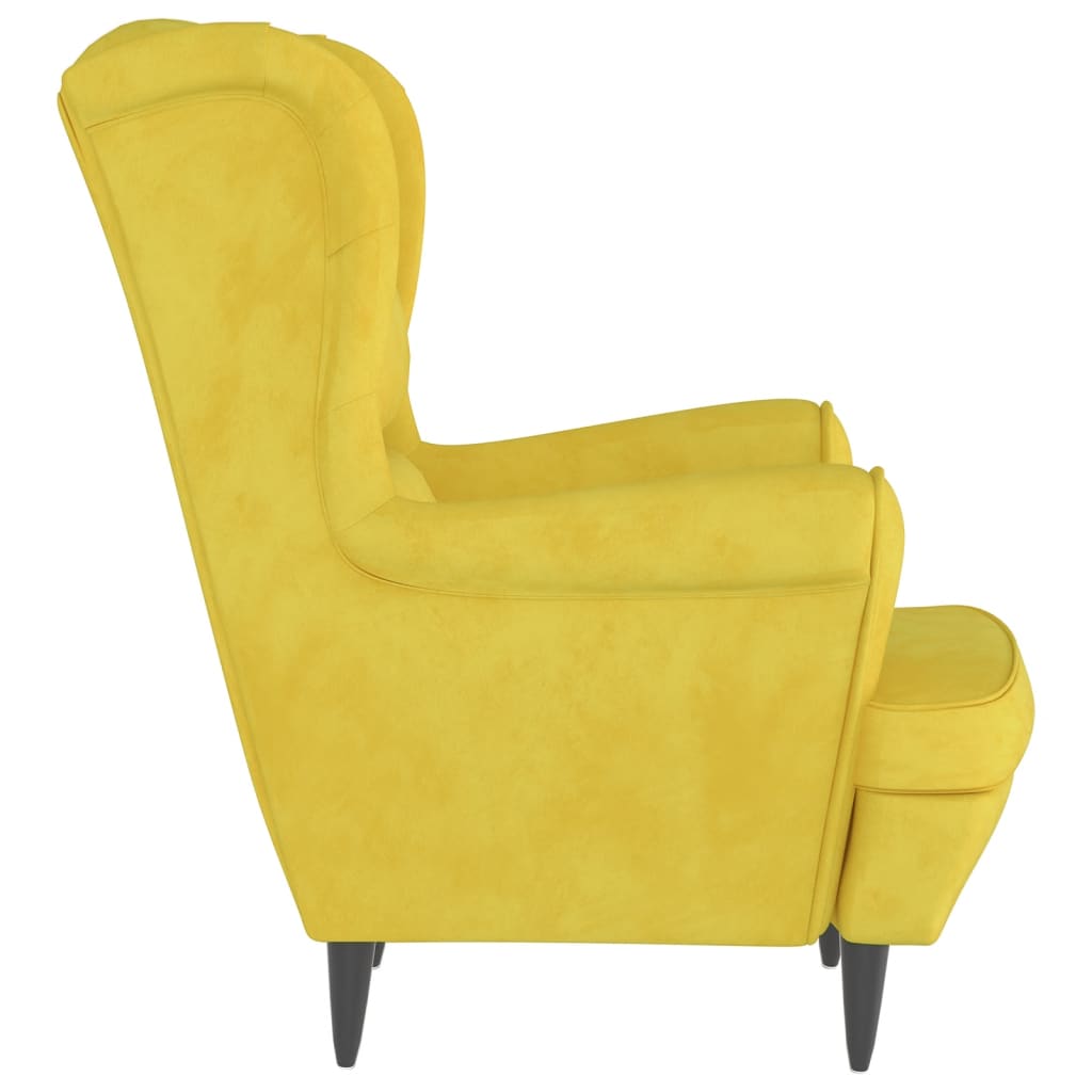 vidaXL Fotel uszak z podnóżkiem, żółty, tapicerowany aksamitem