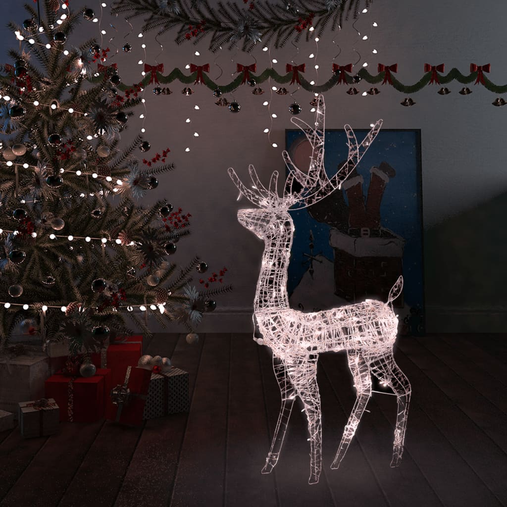vidaXL Świąteczny renifer, akrylowy, 120 cm, 140 ciepłych białych LED
