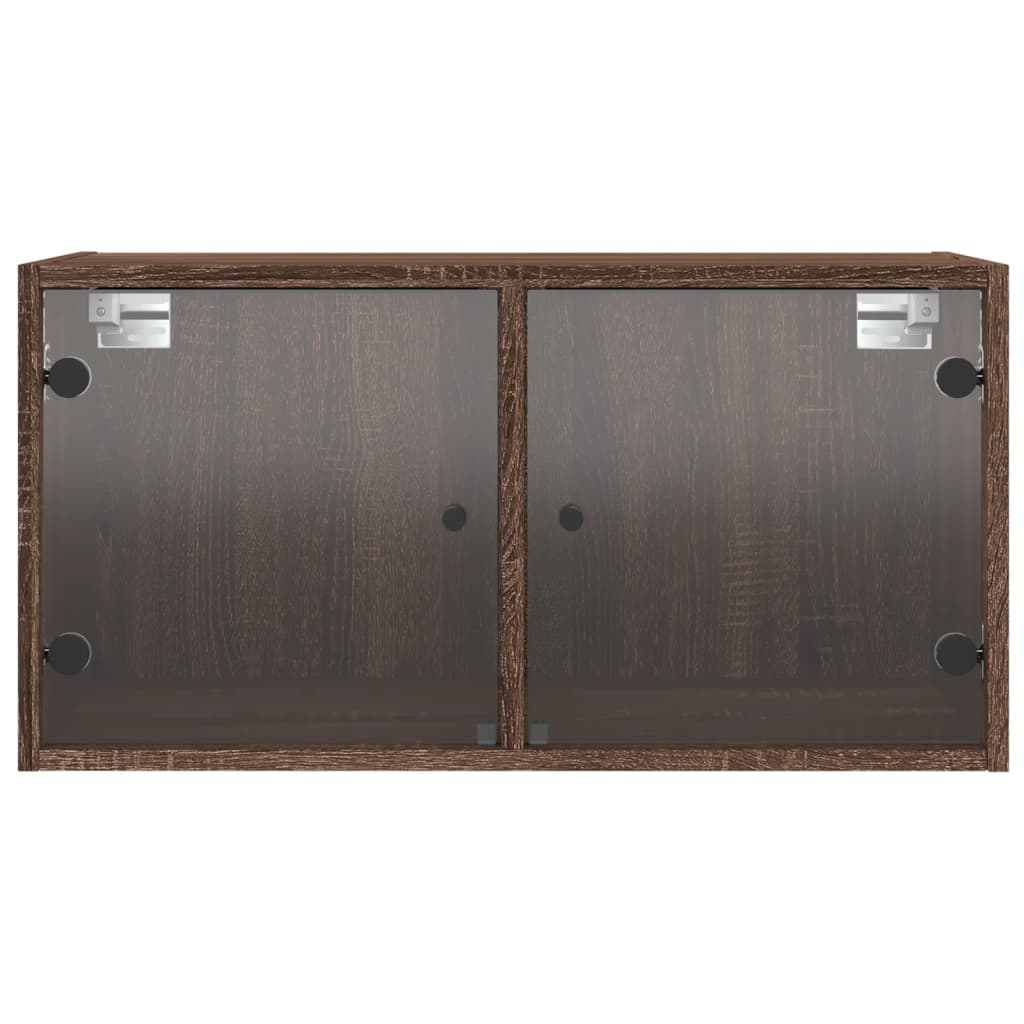 vidaXL Szafka wisząca, szklane drzwi, brązowy dąb, 68,5x37x35 cm