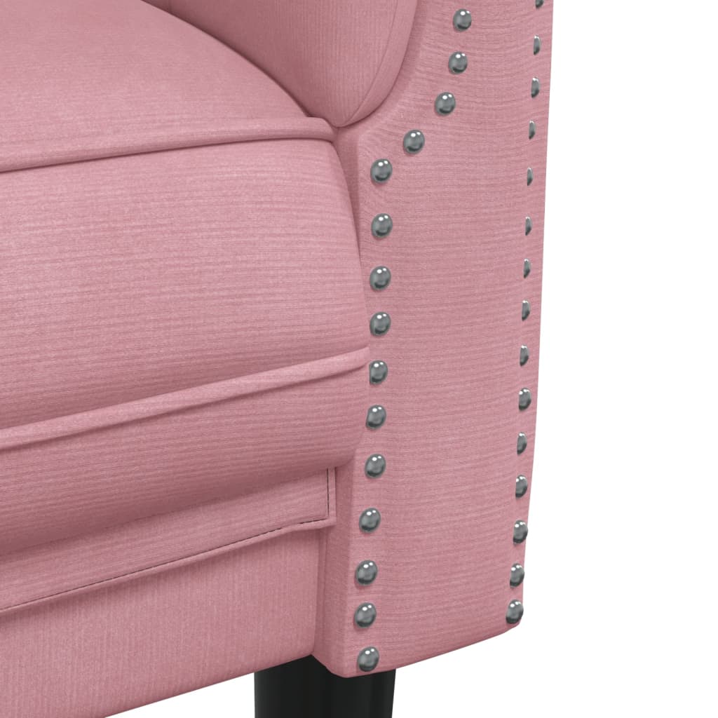 vidaXL Sofa 3-osobowa, różowa, tapicerowana aksamitem