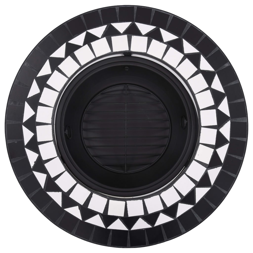 vidaXL Palenisko z mozaiką, czarno-białe, 68 cm, ceramika