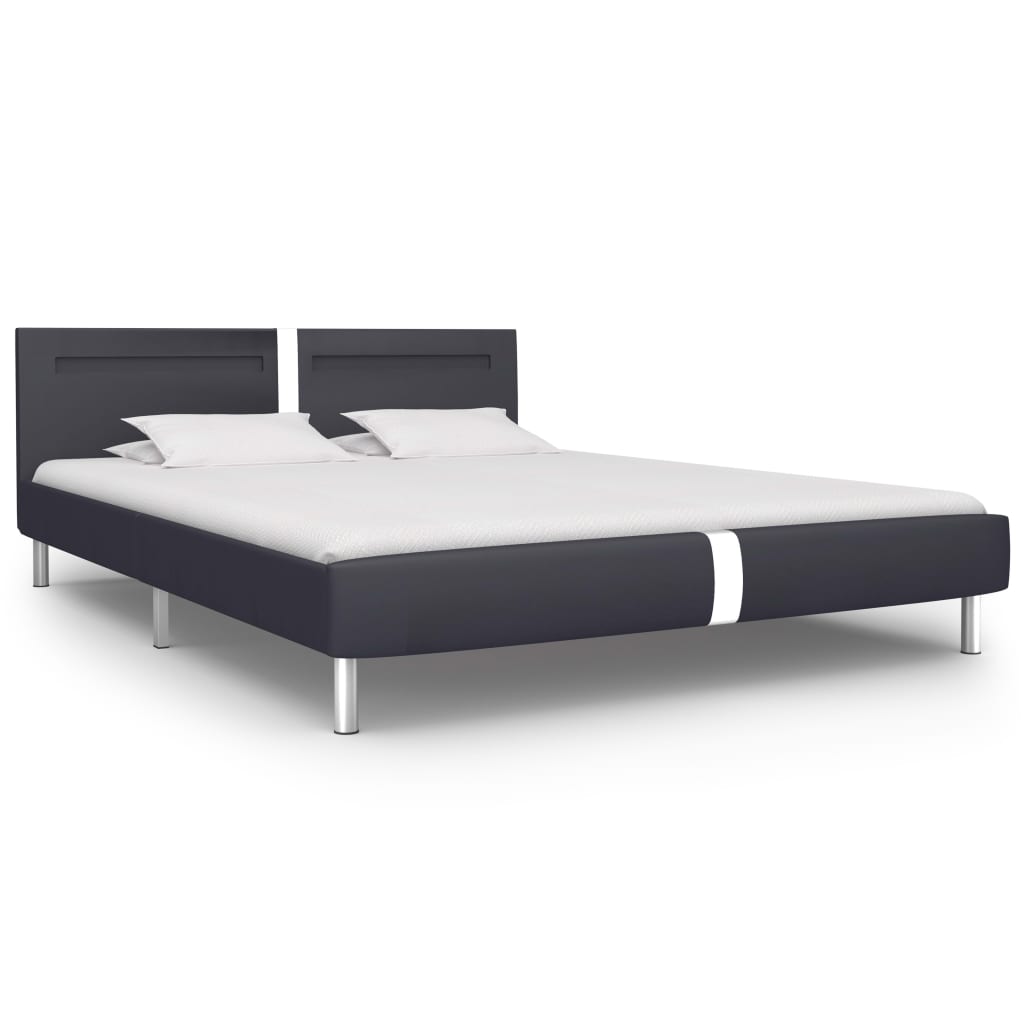 vidaXL Rama łóżka LED, czarna, sztuczna skóra, 180 x 200 cm