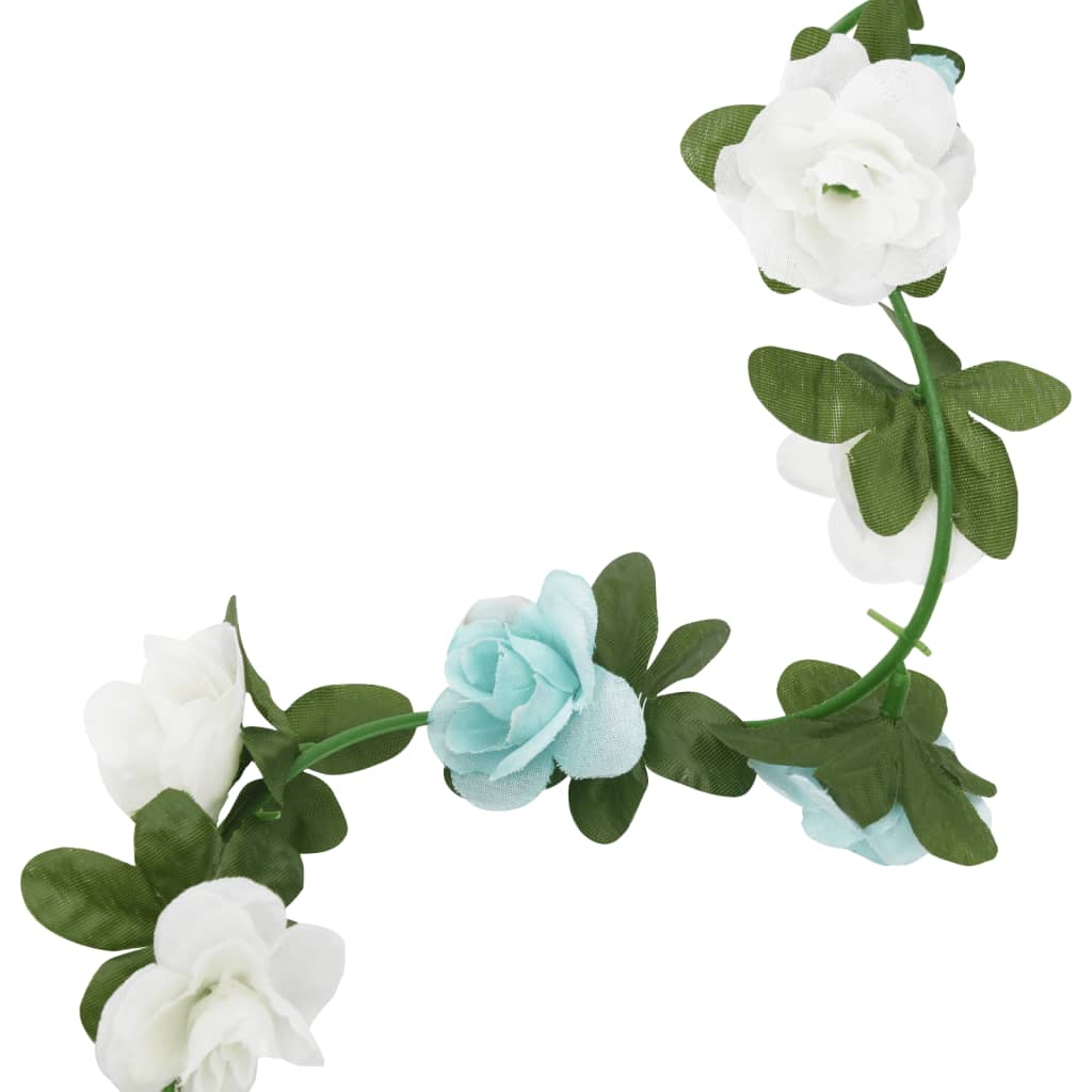 vidaXL Sztuczne girlandy kwiatowe, 6 szt., niebiesko-białe, 240 cm