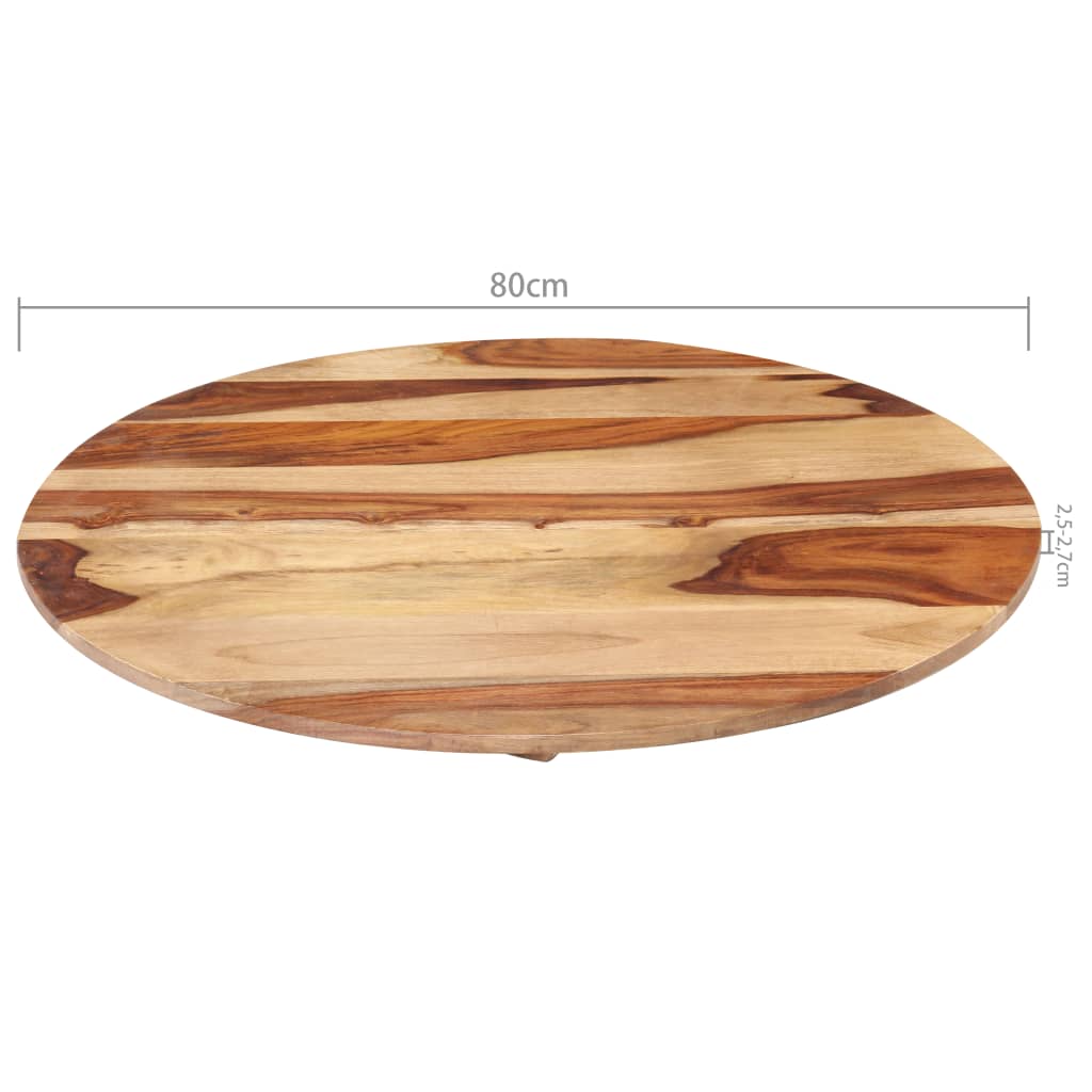 vidaXL Blat stołu, lite drewno sheesham, okrągły, 25-27 mm, 80 cm