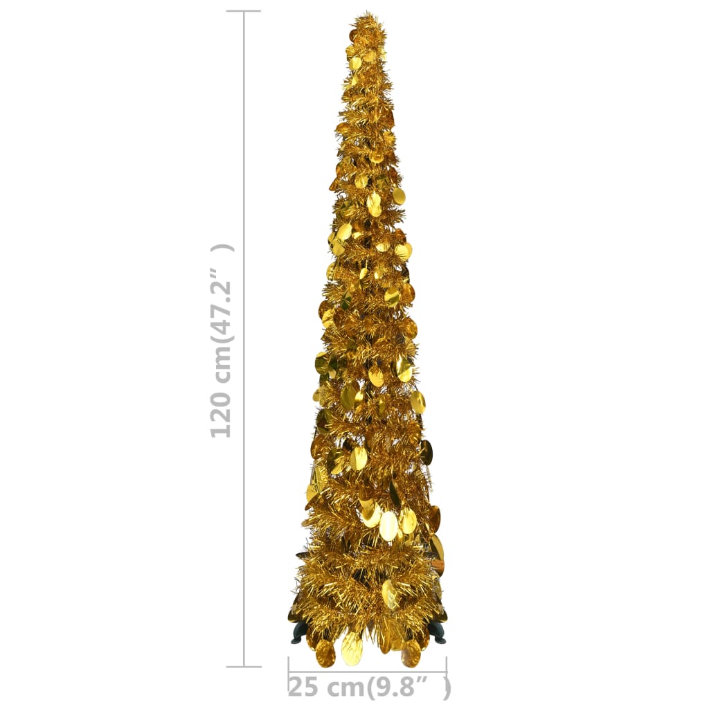 vidaXL Składana, sztuczna choinka, złota, 120 cm, PET