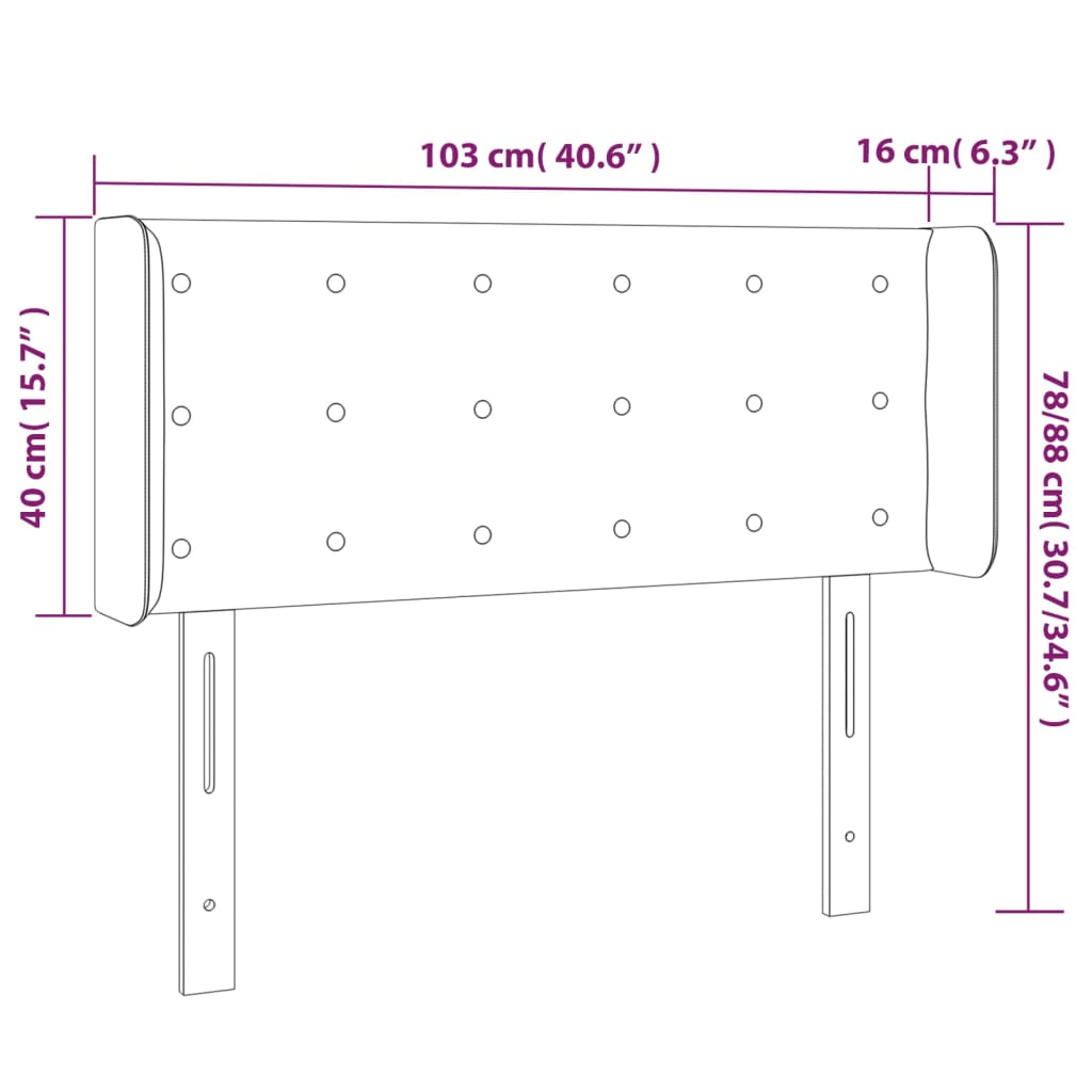 vidaXL Zagłówek do łóżka z LED, taupe, 103x16x78/88 cm, tkanina