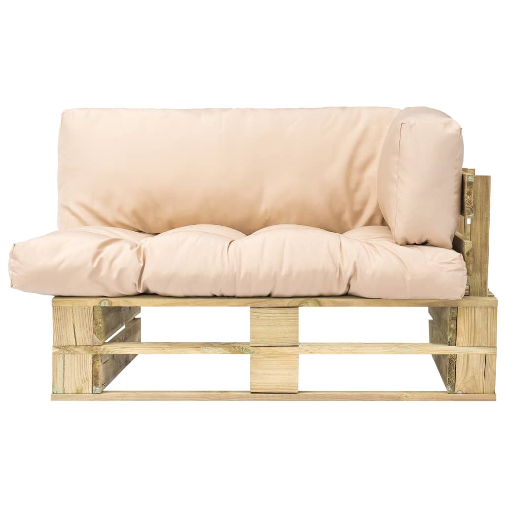 vidaXL Sofa ogrodowa z palet z piaskowymi poduszkami, sosna