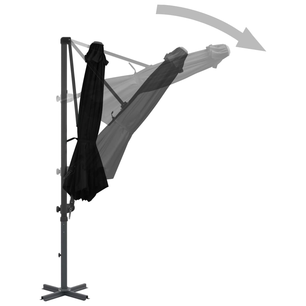 vidaXL Parasol wiszący z aluminiowym słupkiem, czarny, 300 cm