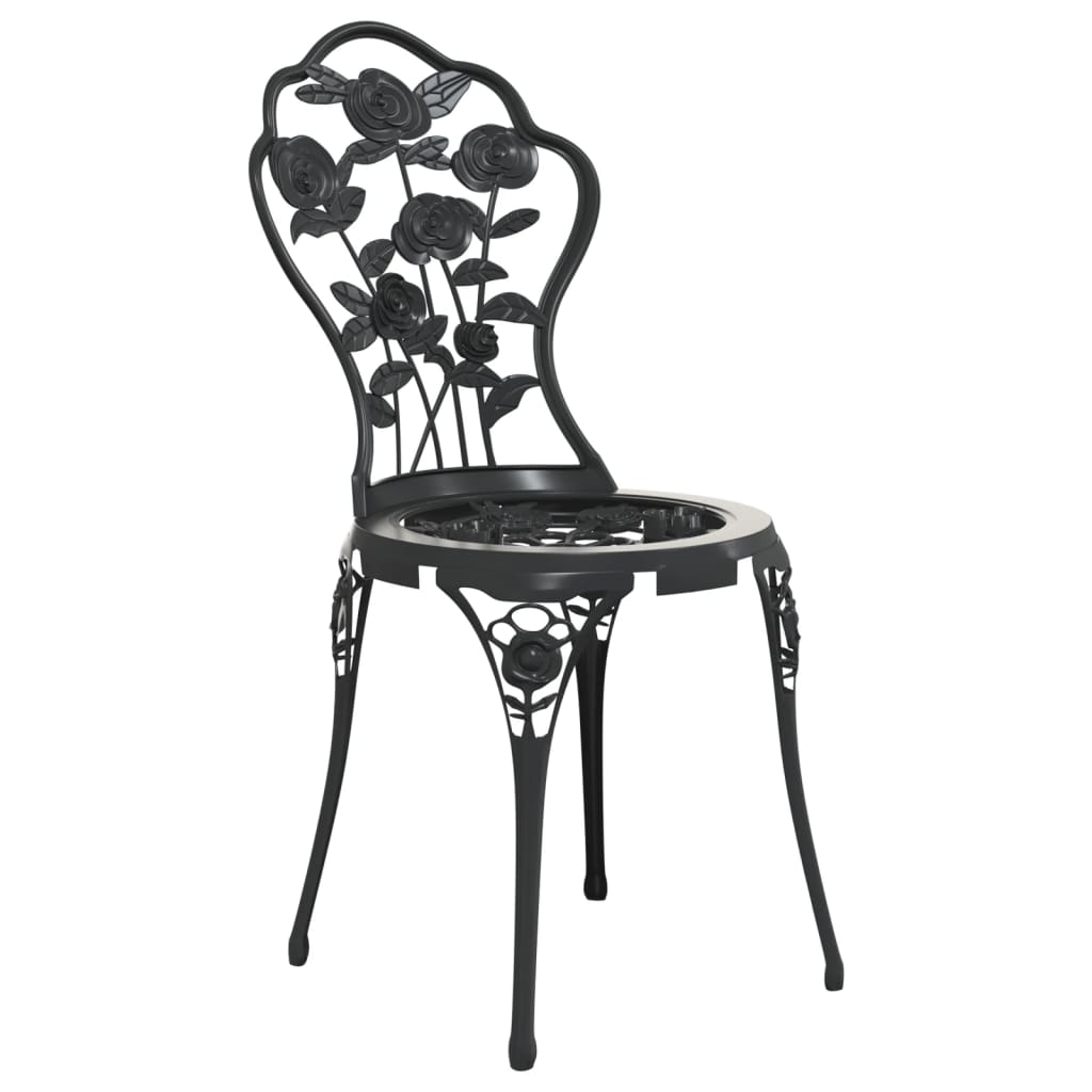 vidaXL Krzesła bistro, 2 szt., odlewane aluminium, czarne