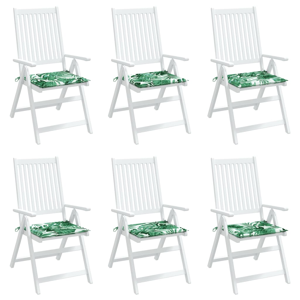 vidaXL Poduszki na krzesła, 6 szt., wzór w liście, 40x40x3 cm