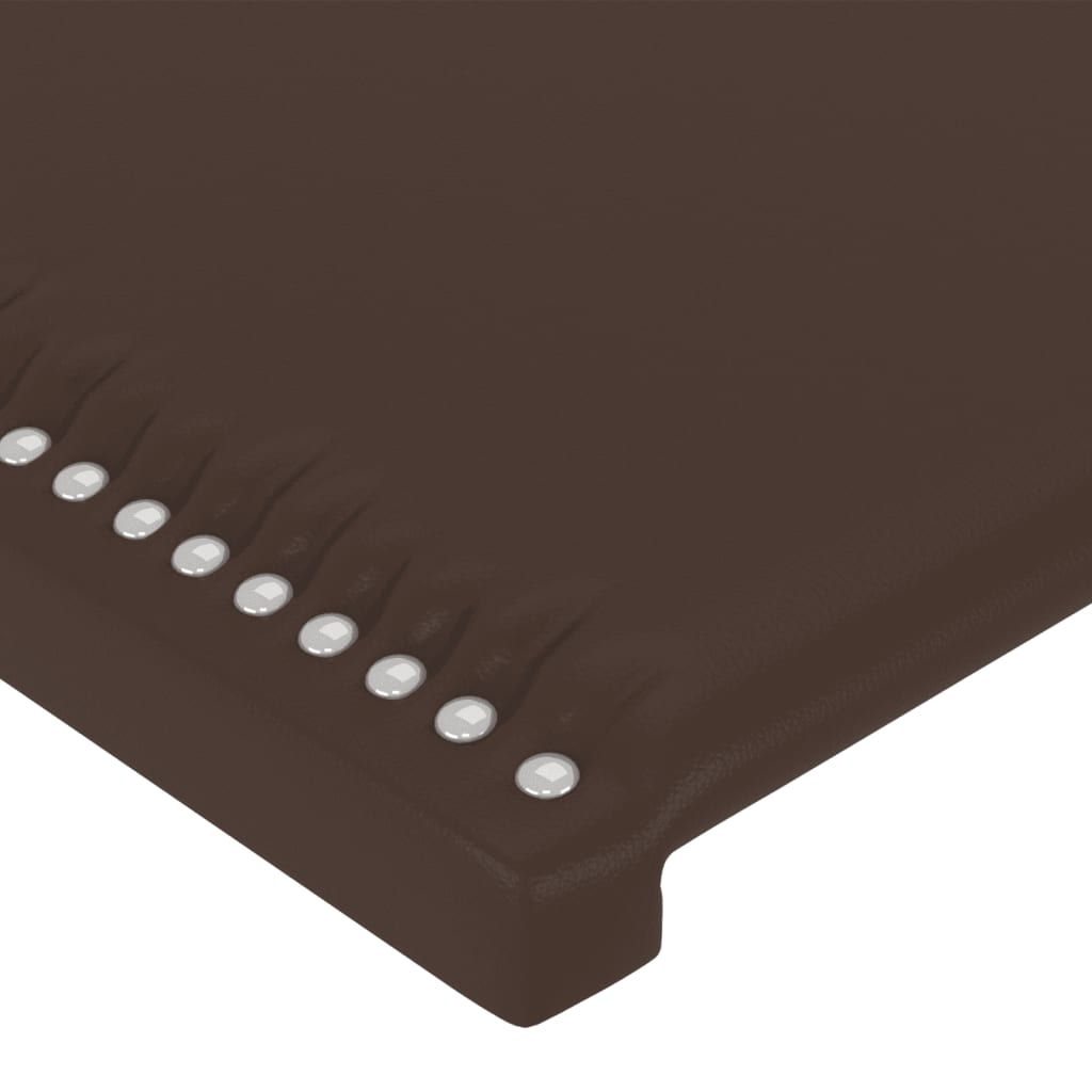 vidaXL Zagłówek do łóżka z LED brązowy 183x16x118/128cm sztuczna skóra