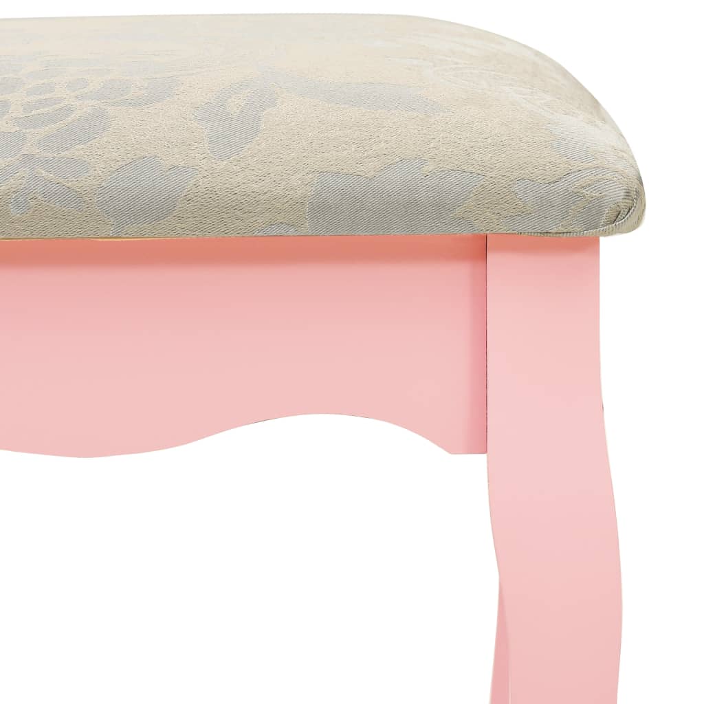 vidaXL Toaletka ze stołkiem, różowa, 65x36x128 cm, drewno paulowni MDF