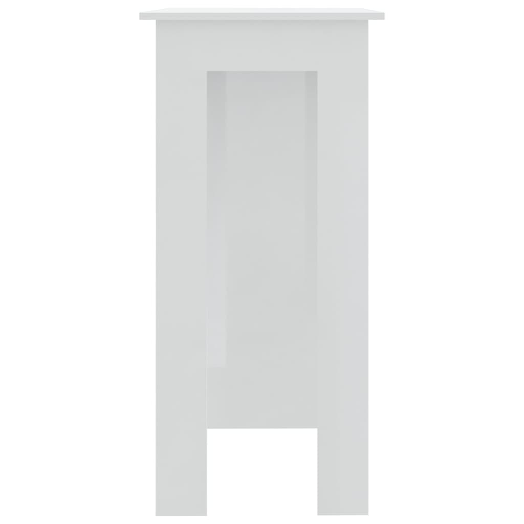 vidaXL Stolik barowy z półkami, biały, wysoki połysk, 102x50x103,5 cm